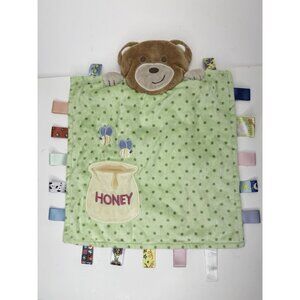 Taggies Bear Lovey Green Polka Dot Honey Pot Bee 12 Inch Baby Security Blanket